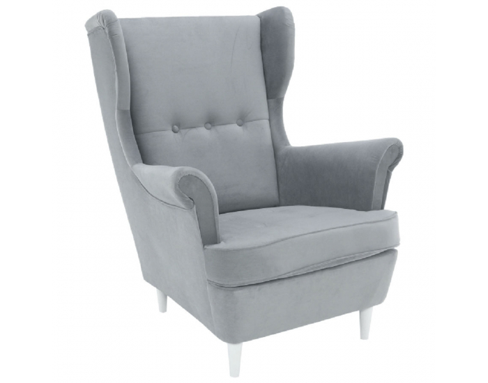 Kreslo (ušiak) Rufino New - svetlosivá / biela