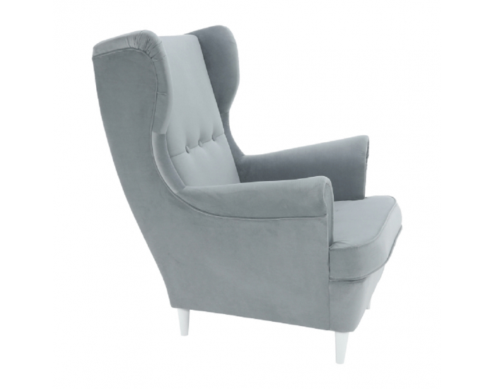 Kreslo (ušiak) Rufino New - svetlosivá / biela