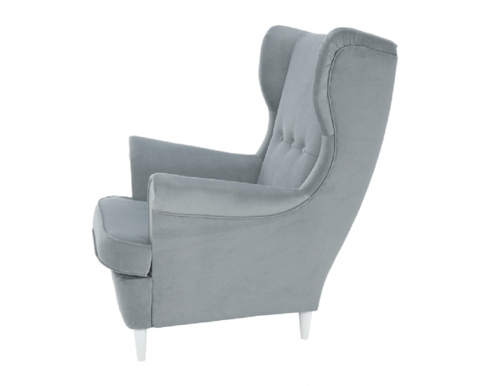 Kreslo (ušiak) Rufino New - svetlosivá / biela