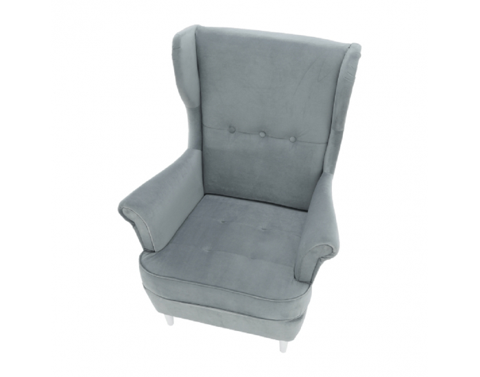 Kreslo (ušiak) Rufino New - svetlosivá / biela