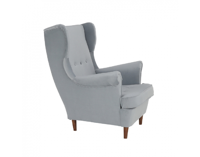 Kreslo (ušiak) Rufino New - svetlosivá / orech