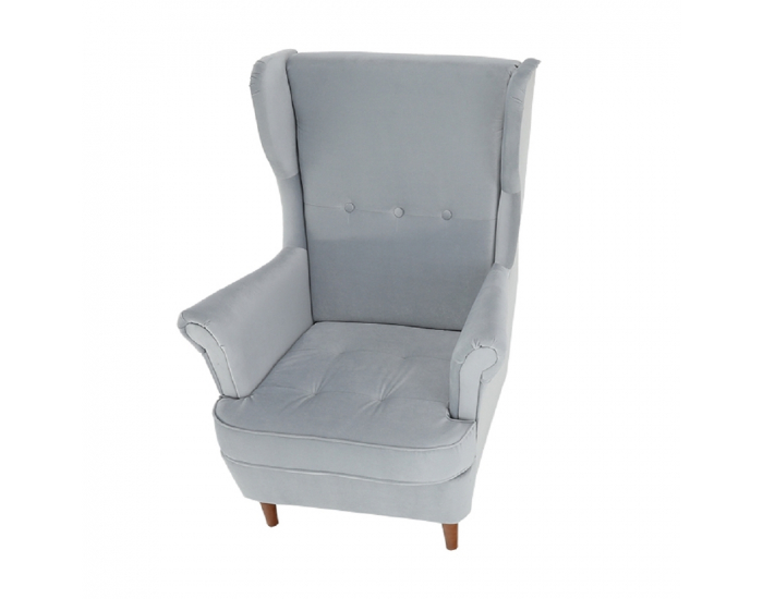 Kreslo (ušiak) Rufino New - svetlosivá / orech