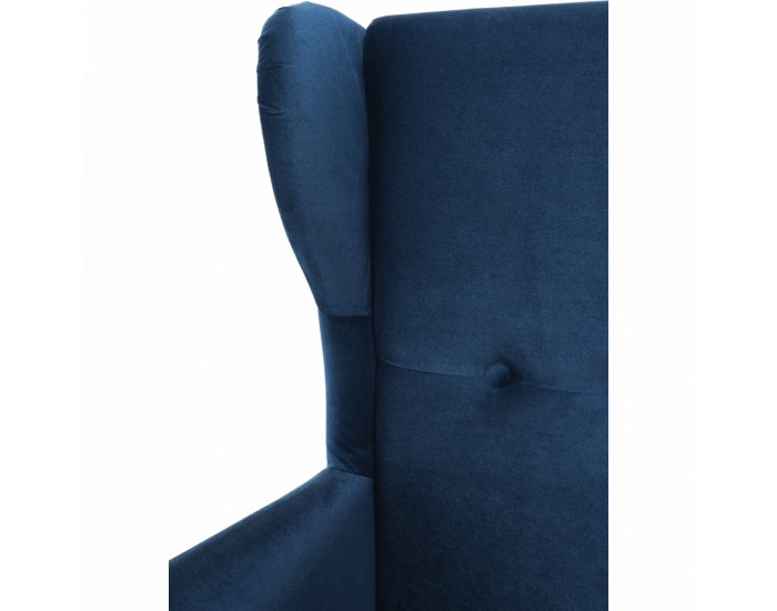 Kreslo (ušiak) Rufino New - tmavomodrá / orech