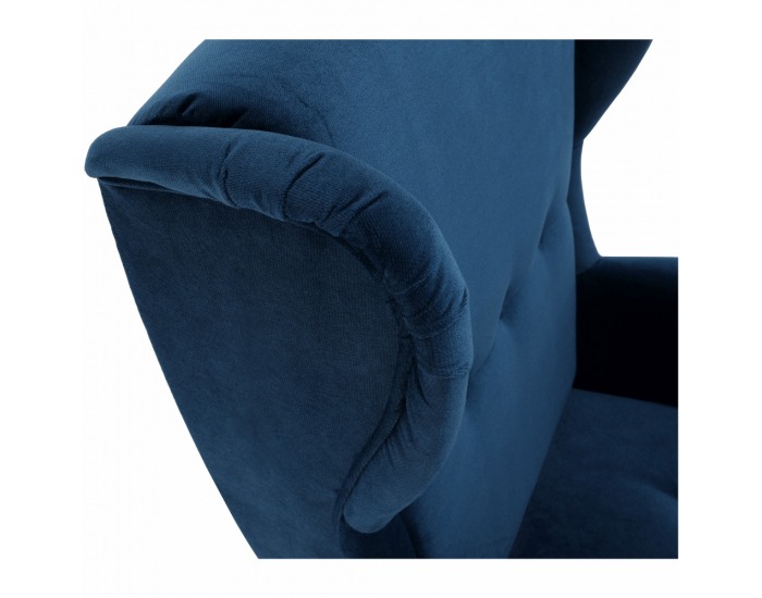 Kreslo (ušiak) Rufino New - tmavomodrá / orech