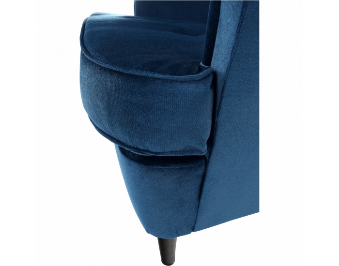 Kreslo (ušiak) Rufino New - tmavomodrá / orech