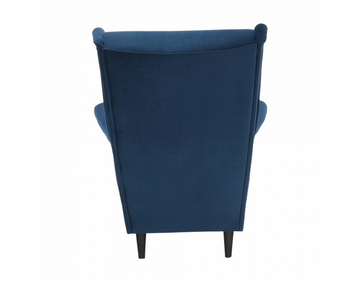 Kreslo (ušiak) Rufino New - tmavomodrá / orech