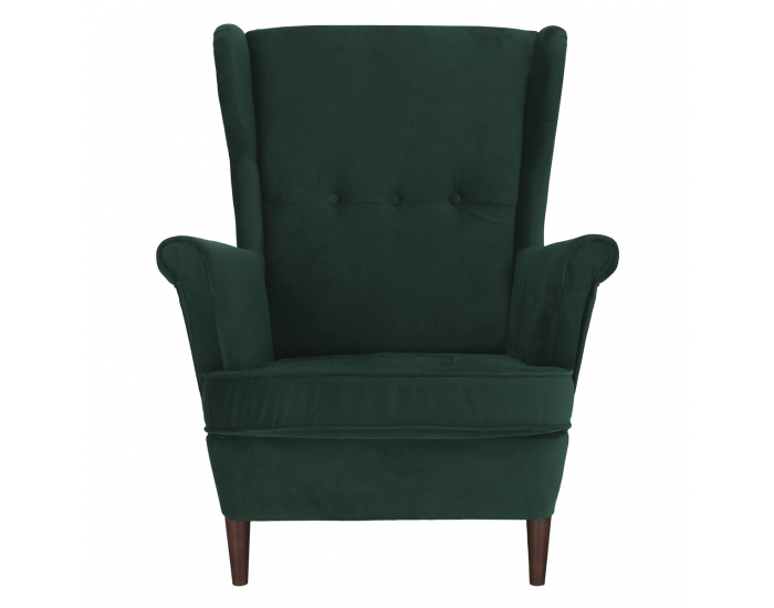 Kreslo (ušiak) Rufino New - tmavozelená / orech