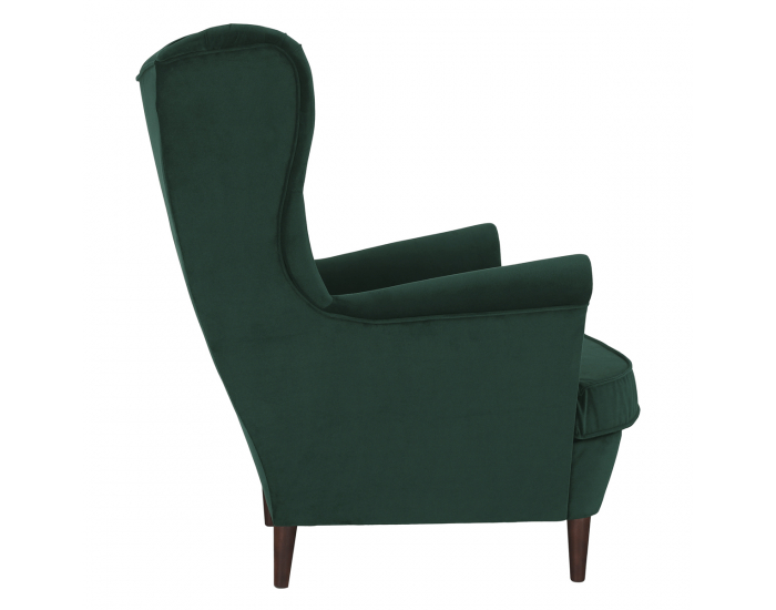 Kreslo (ušiak) Rufino New - tmavozelená / orech