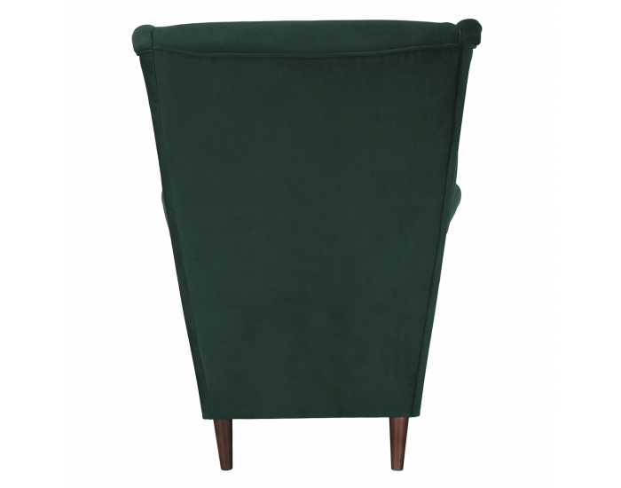 Kreslo (ušiak) Rufino New - tmavozelená / orech