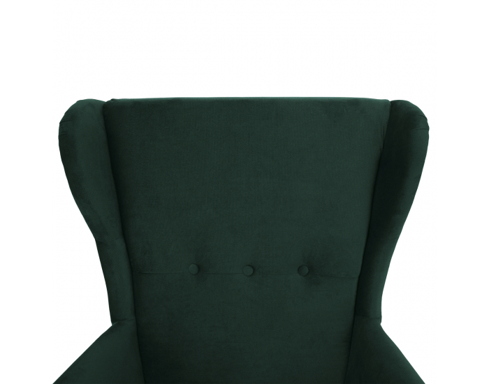 Kreslo (ušiak) Rufino New - tmavozelená / orech