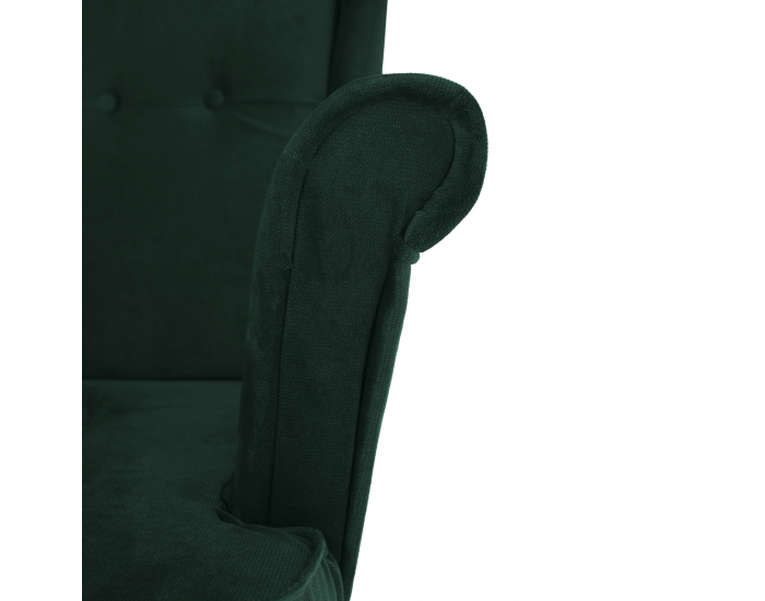 Kreslo (ušiak) Rufino New - tmavozelená / orech