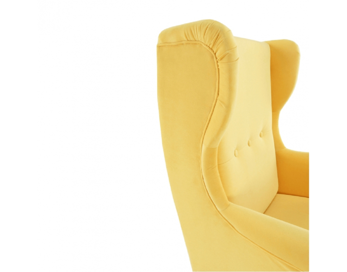 Kreslo (ušiak) Rufino New - žltá / wenge