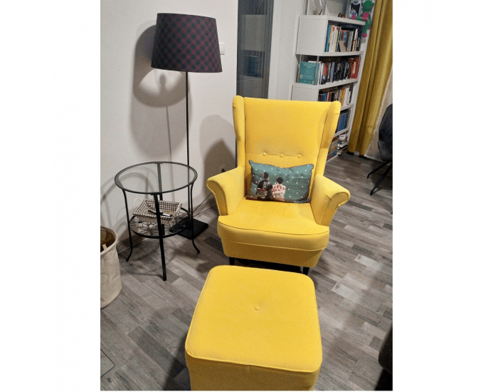 Kreslo (ušiak) Rufino New - žltá / wenge