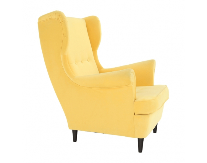 Kreslo (ušiak) Rufino New - žltá / wenge