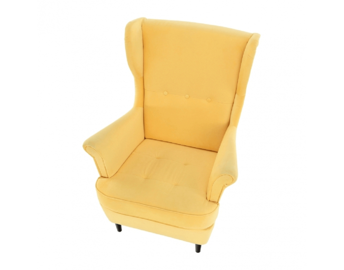 Kreslo (ušiak) Rufino New - žltá / wenge