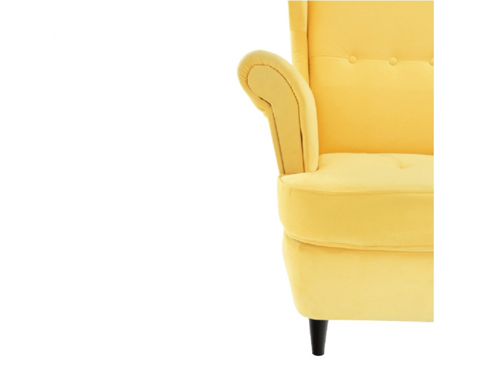 Kreslo (ušiak) Rufino New - žltá / wenge