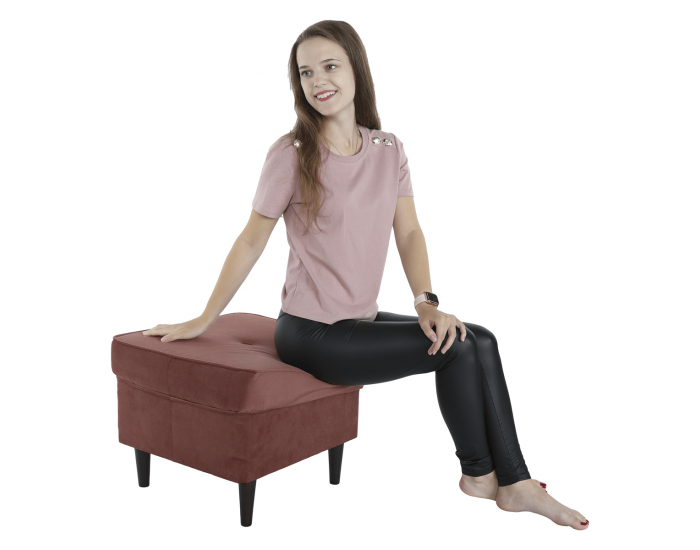 Taburetka Rufino New - staroružová / orech