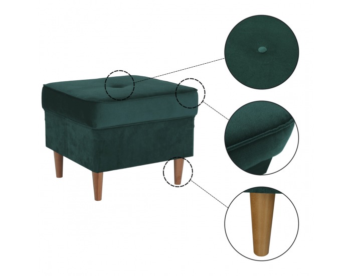 Taburetka Rufino New - tmavozelená / orech