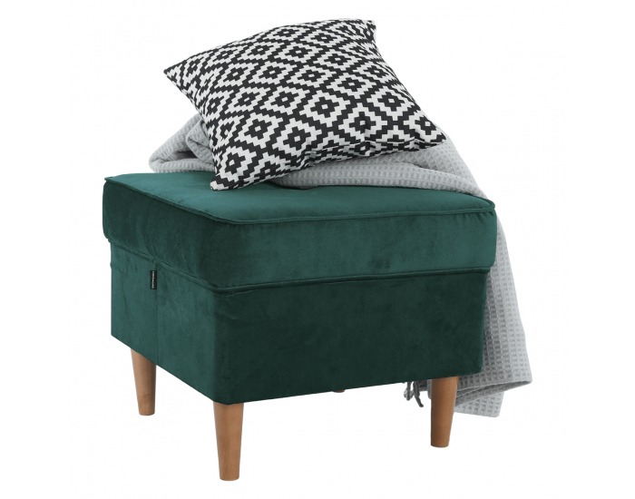 Taburetka Rufino New - tmavozelená / orech