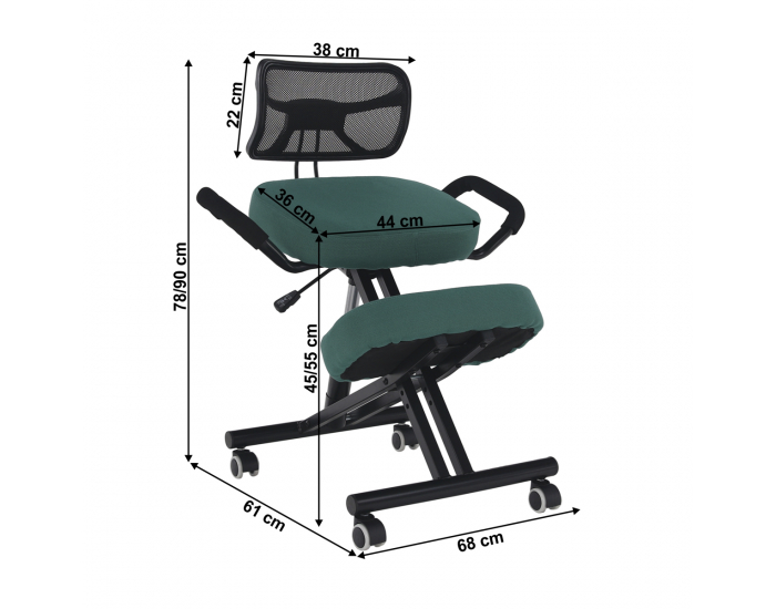 Ergonomická kľakačka na kolieskach Rufus - zelená / čierna