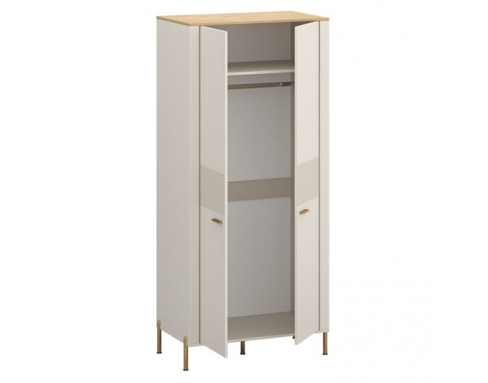 Dvojdverová šatníková skriňa Runol 2D - kašmír / dub kamenný