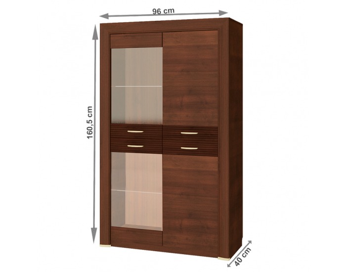 Rustikálna vitrína Walena 2D2W - orech vlašský