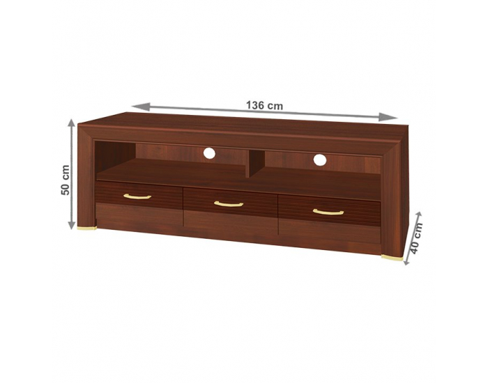 Rustikálny TV stolík Walena 3S - orech vlašský