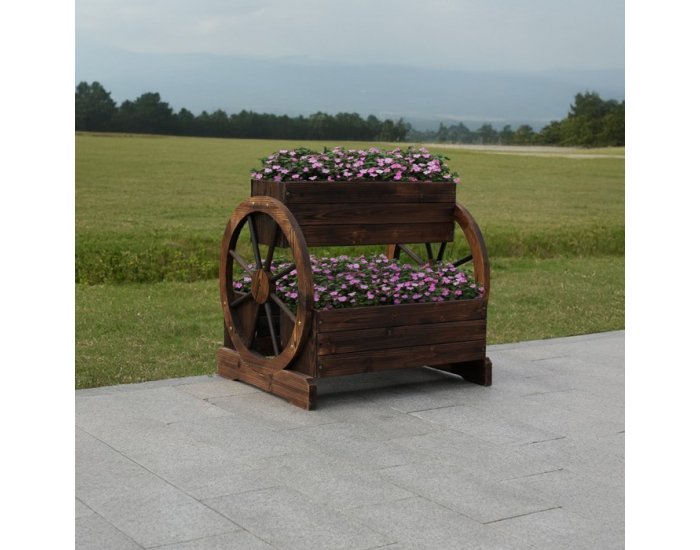 Drevený kvetináč Saba - hnedá