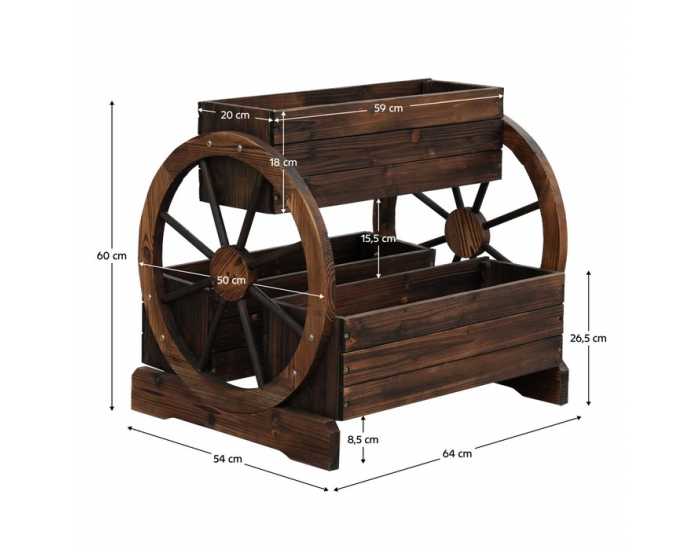 Drevený kvetináč Saba - hnedá