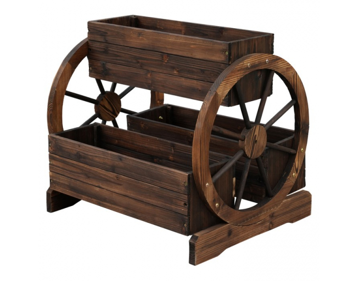 Drevený kvetináč Saba - hnedá