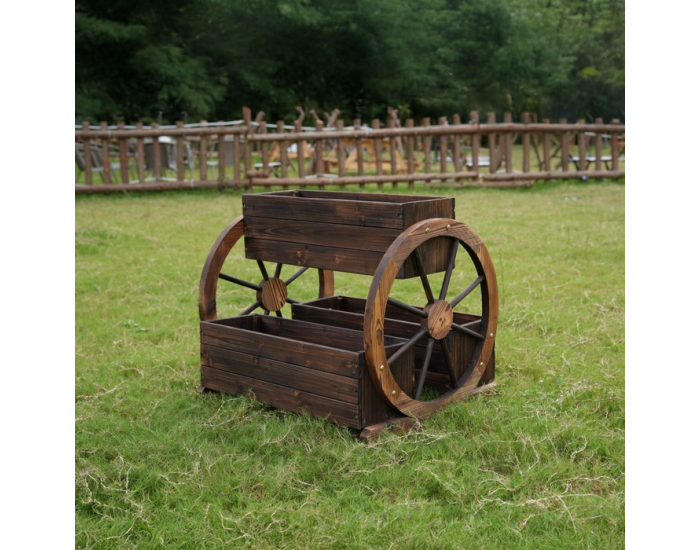 Drevený kvetináč Saba - hnedá