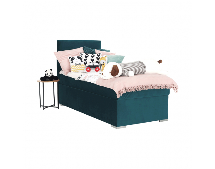 Čalúnená jednolôžková posteľ s matracom Safra 90 P - zelená