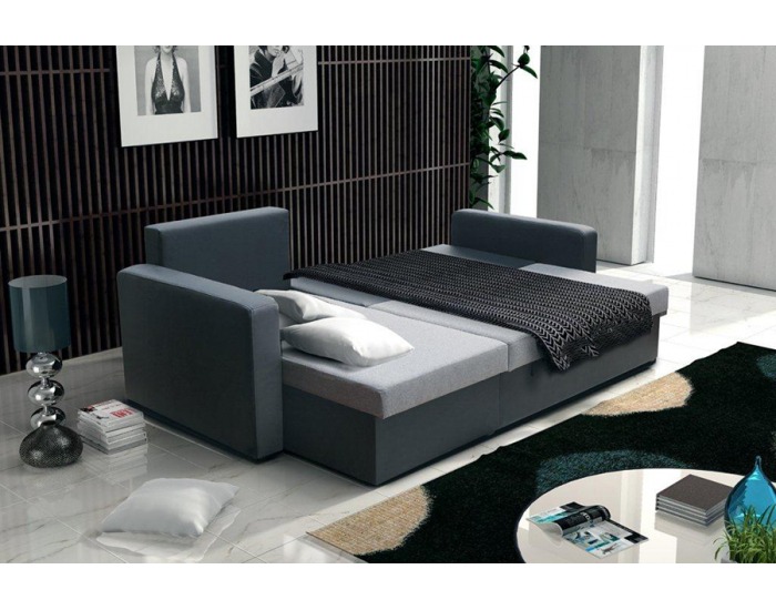 Rohová sedačka s rozkladom a úložným priestorom Milo L/P - falcone 5 šenil