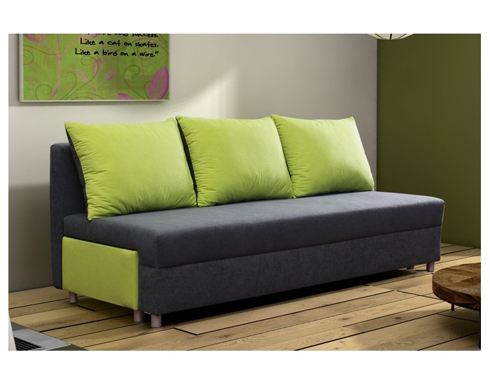 Rozkladacia pohovka s úložným priestorom Rita - šedá / zelená