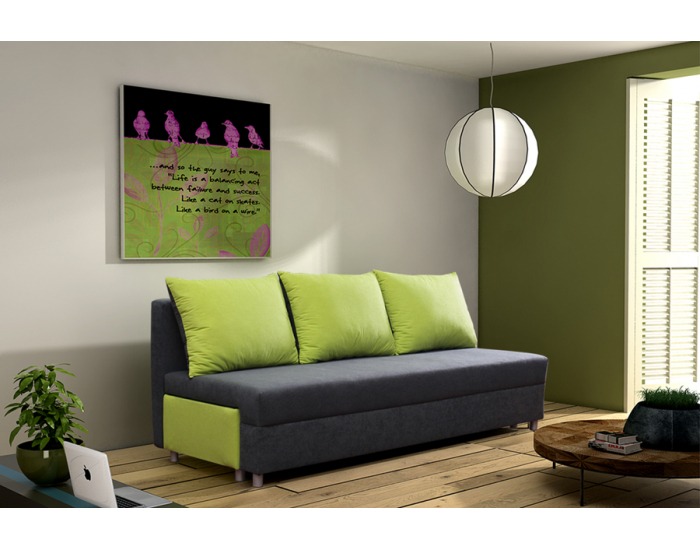 Rozkladacia pohovka s úložným priestorom Rita - šedá / zelená