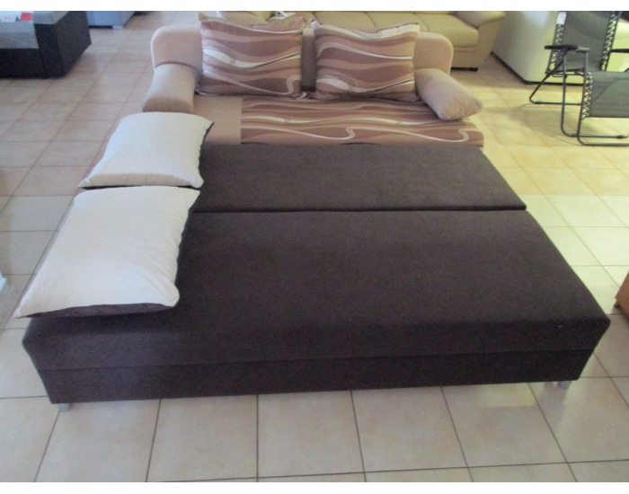 Rozkladacia pohovka s úložným priestorom Rita SR - hnedá / béžová