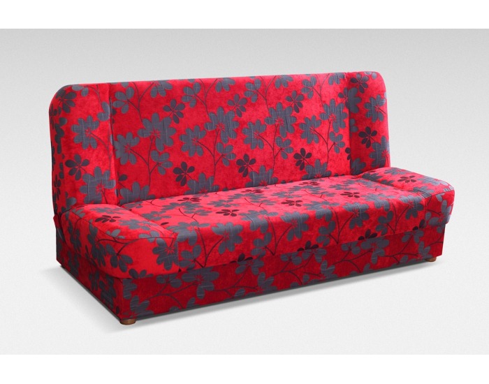 Rozkladacia pohovka s úložným priestorom Sandra - červené kvety šenil