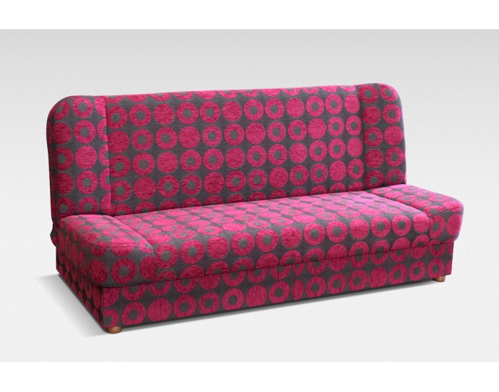 Rozkladacia pohovka s úložným priestorom Sandra - ružové kolesá šenil