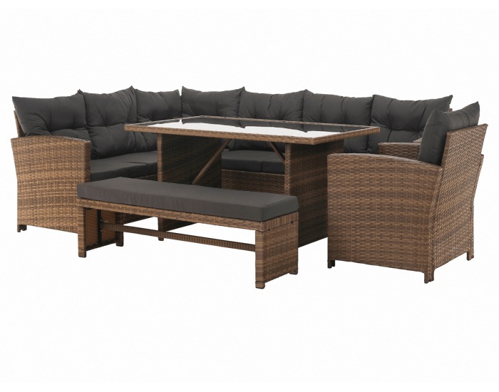 Záhradný nábytok z umelého ratanu Sagir - sivohnedá / svetlohnedá