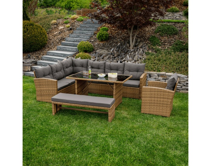 Záhradný nábytok z umelého ratanu Sagir - sivohnedá / svetlohnedá