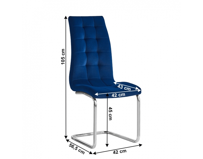 Jedálenská stolička Saloma New - modrá (Velvet) / chróm