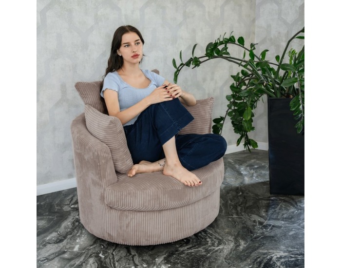 Relaxačné otočné kreslo Salter - sivohnedá