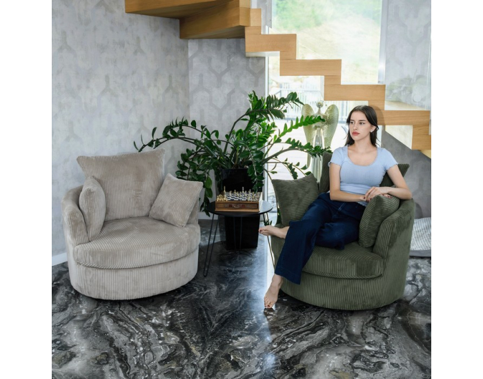 Relaxačné otočné kreslo Salter - tmavozelená