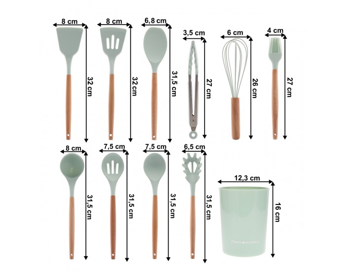 Sada kuchynského náradia (11 ks) Salva - neo mint / prírodná
