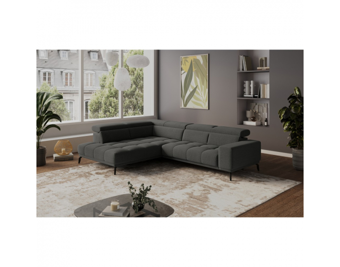 Rohová sedačka s elektrickou funkciou výsuvu Samba L - sivá