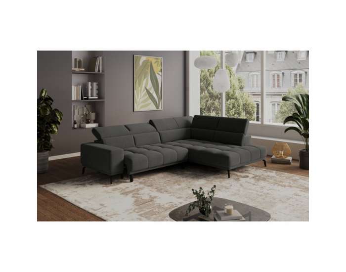 Rohová sedačka s elektrickou funkciou výsuvu Samba P - sivá