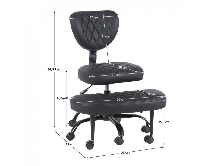 Ergonomická kľakačka na kolieskach Samer - čierna