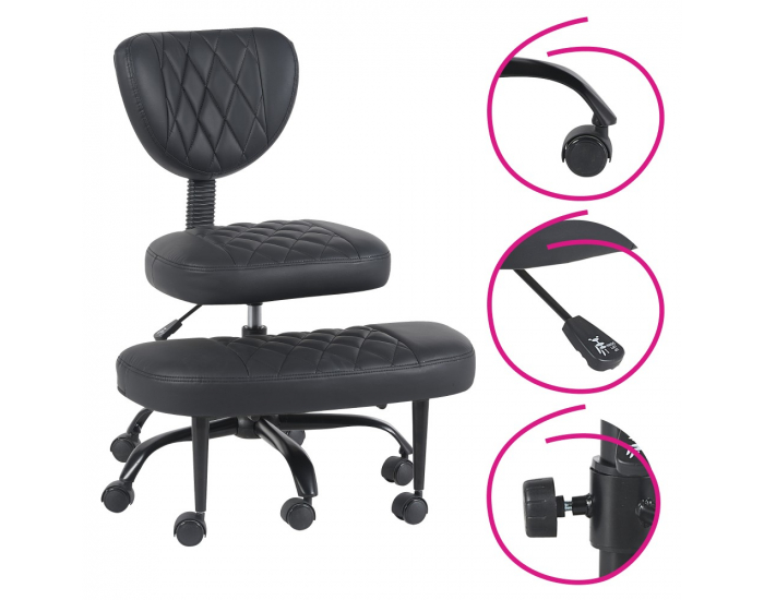 Ergonomická kľakačka na kolieskach Samer - čierna