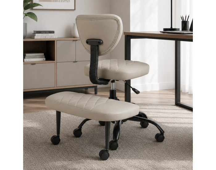 Ergonomická kľakačka na kolieskach Samer - sivohnedá (taupe) / čierna