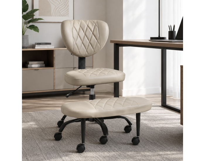 Ergonomická kľakačka na kolieskach Samer - sivohnedá (taupe) / čierna